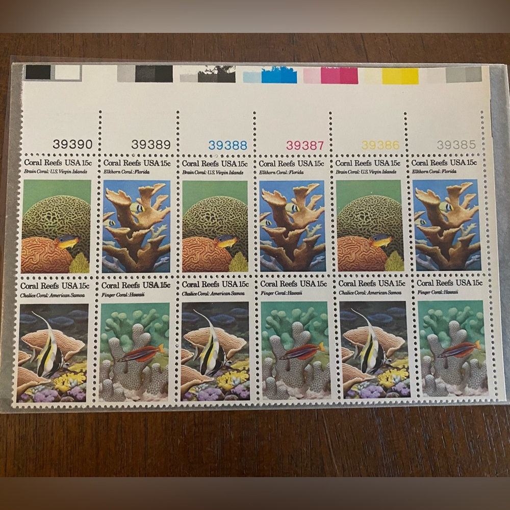 1980 Coral Reefs USA 15c Stamps - 5 Blocks of 12/Total 60 Stamps